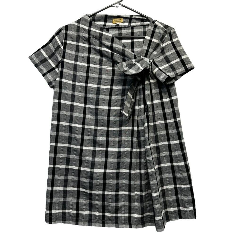 Piko 1988 Black White Plaid Smock Top Size Small EUC Preppy Minimalist